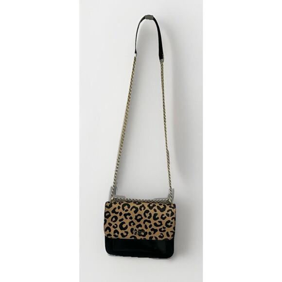 Kate Spade Leopard Print Leather Remi Flap Chain Crossbody Shoulder Bag Black - Picture 9 of 16